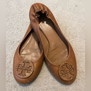 Tory Burch Brown/Camel Leather Minnie Ballet Flats